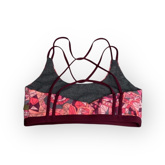 Maaji ꕥ Strappy Back Sports Bra Bralette Top ꕥ Pink Mauve Geometric Print ꕥ Med - Picture 10 of 16